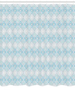 Stylish Ikat Pattern Fabric Shower Curtain for Modern Bathroom Decor