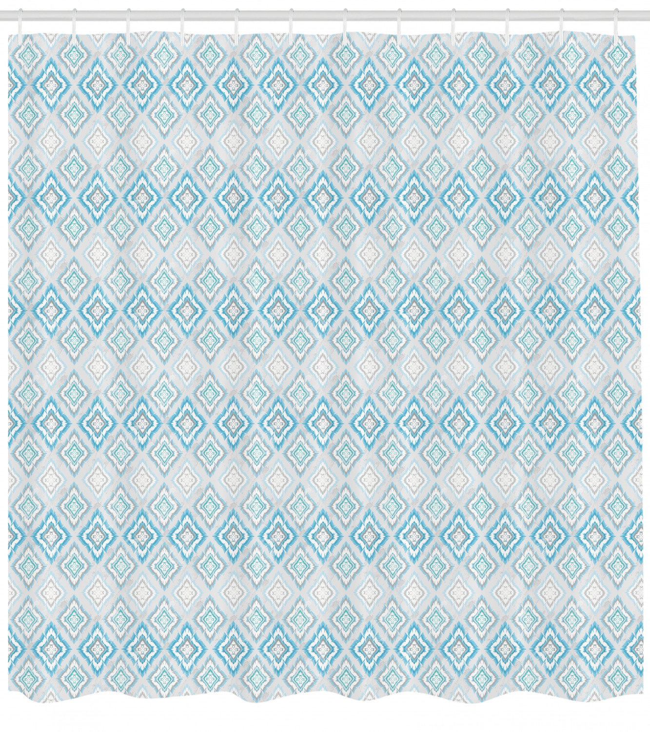 Stylish Ikat Pattern Fabric Shower Curtain for Modern Bathroom Decor
