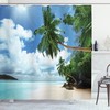 Stylish Island Lagoon Palm Leaf Jungle Shower Curtain for Modern Bathroom Decor 