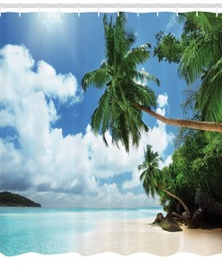 Stylish Island Lagoon Palm Leaf Jungle Shower Curtain for Modern Bathroom Decor