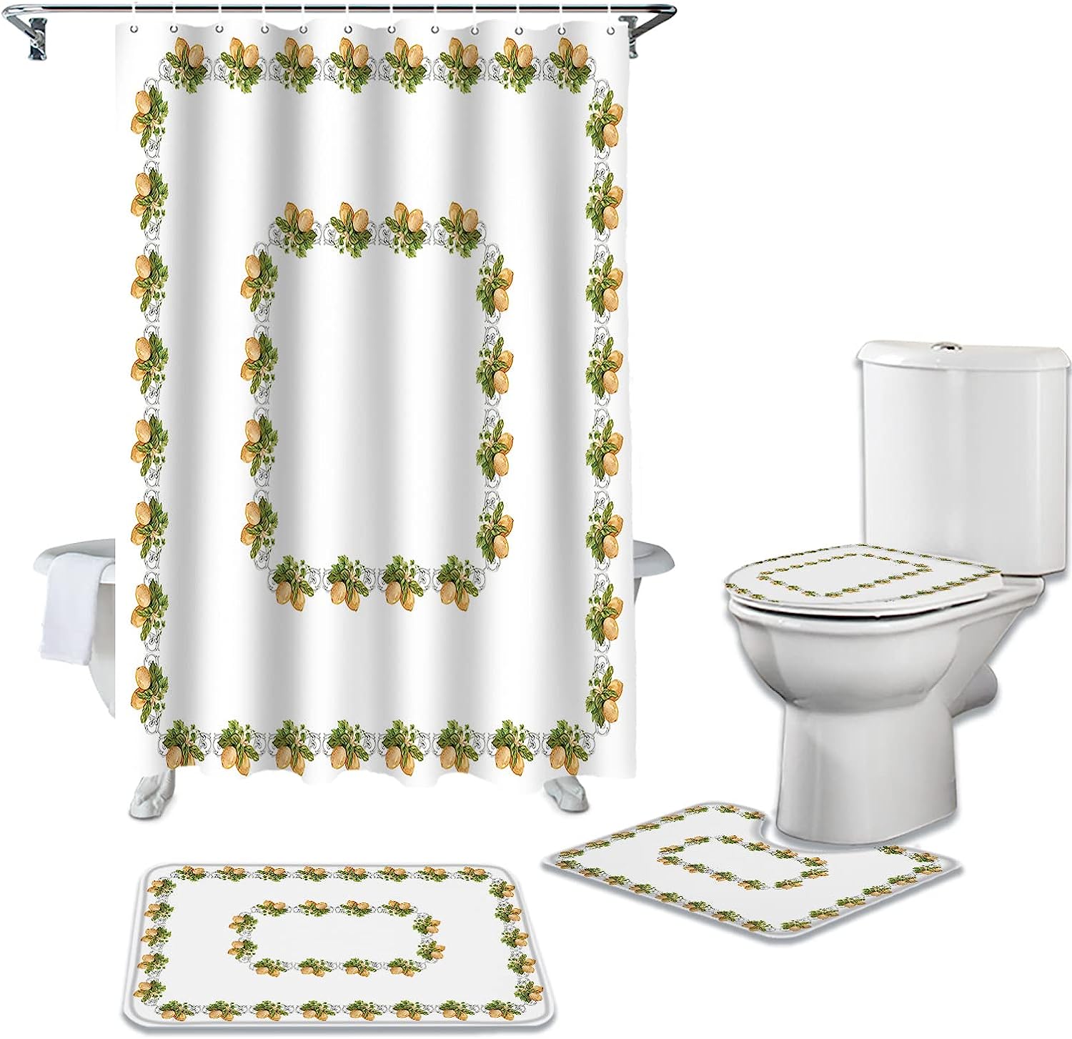 Stylish Lemon Pattern Shower Curtain for Modern Bathroom