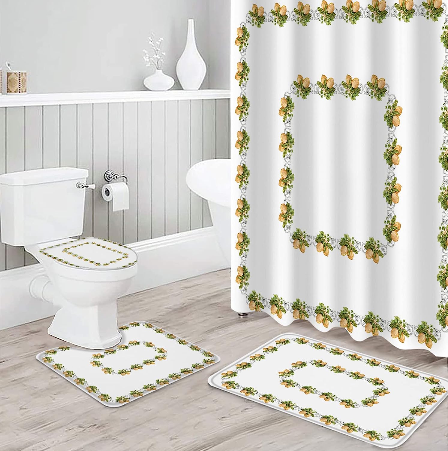 Stylish Lemon Pattern Shower Curtain for Modern Bathroom