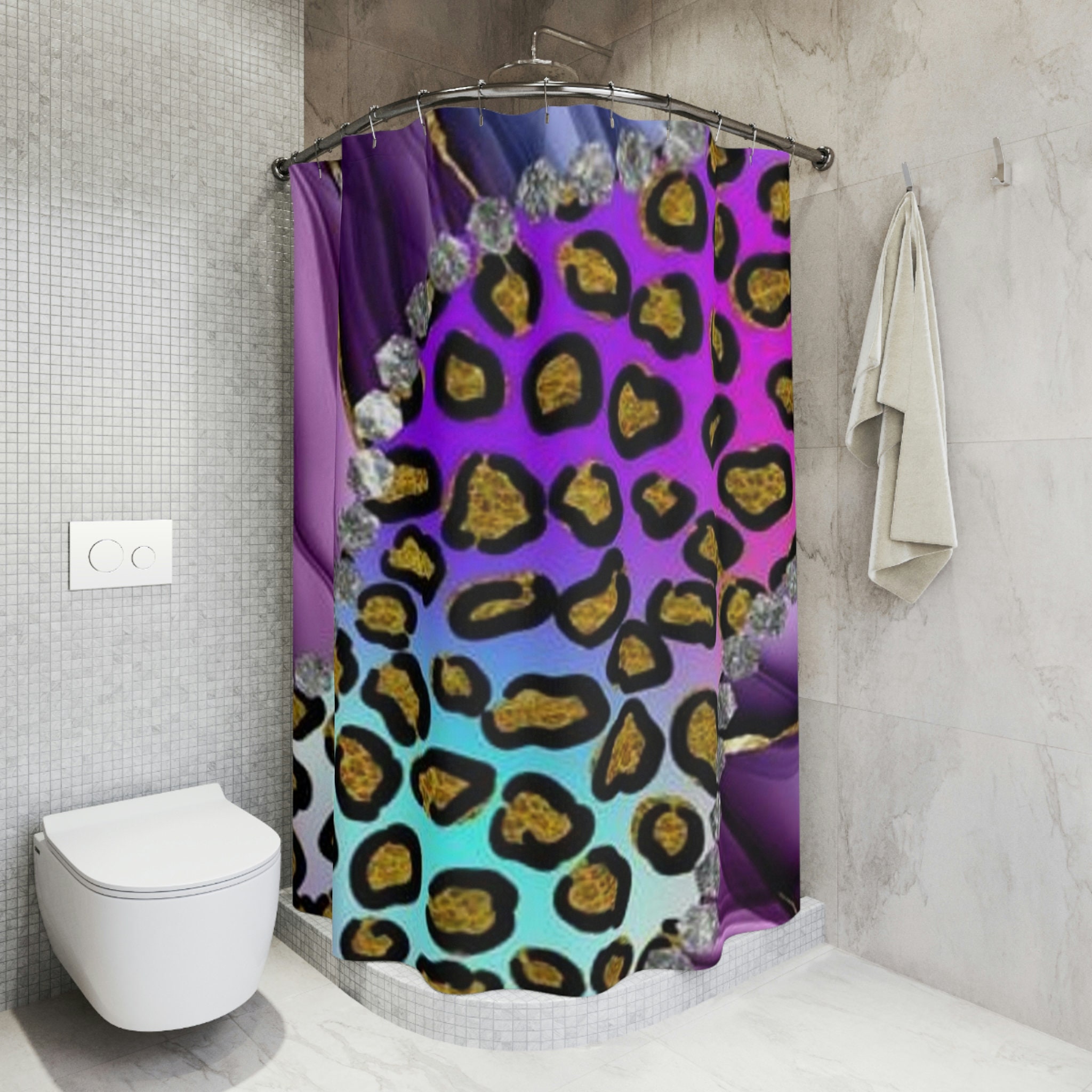 Stylish Leopard Shower Curtain, Trendy Bathroom Decor