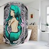 Stylish Mermaid Art Shower Curtain - Abstract Art Design Print for Modern Bathroom Decor in Teal 