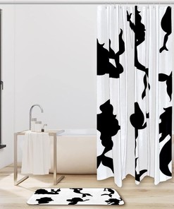 Stylish Mermaid Silhouette Shower Curtain - Water Resistant Bathroom Curtain