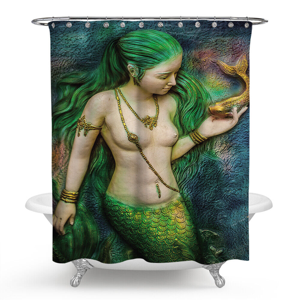 Stylish Mermaid Themed Shower Curtain - Waterproof And Durable - Image 2