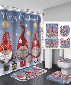 Stylish Merry Christmas Shower Curtain For Home Decoration, Waterproof & Machine Washable