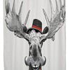 Stylish Moose Fabric Bathroom Curtain - Avnaalvl Large Handlebar Animals Wildlife Design