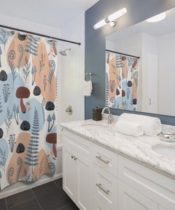 Stylish Mushroom Forest Shower Curtain for Botanic Bathroom Decor