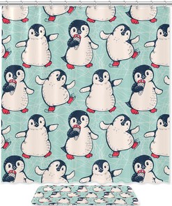 Stylish Penguins Bathroom Shower Curtain