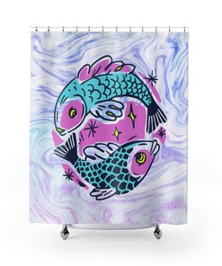 Stylish Pisces Zodiac Sign Print Shower Curtain for Birthday Celebrations