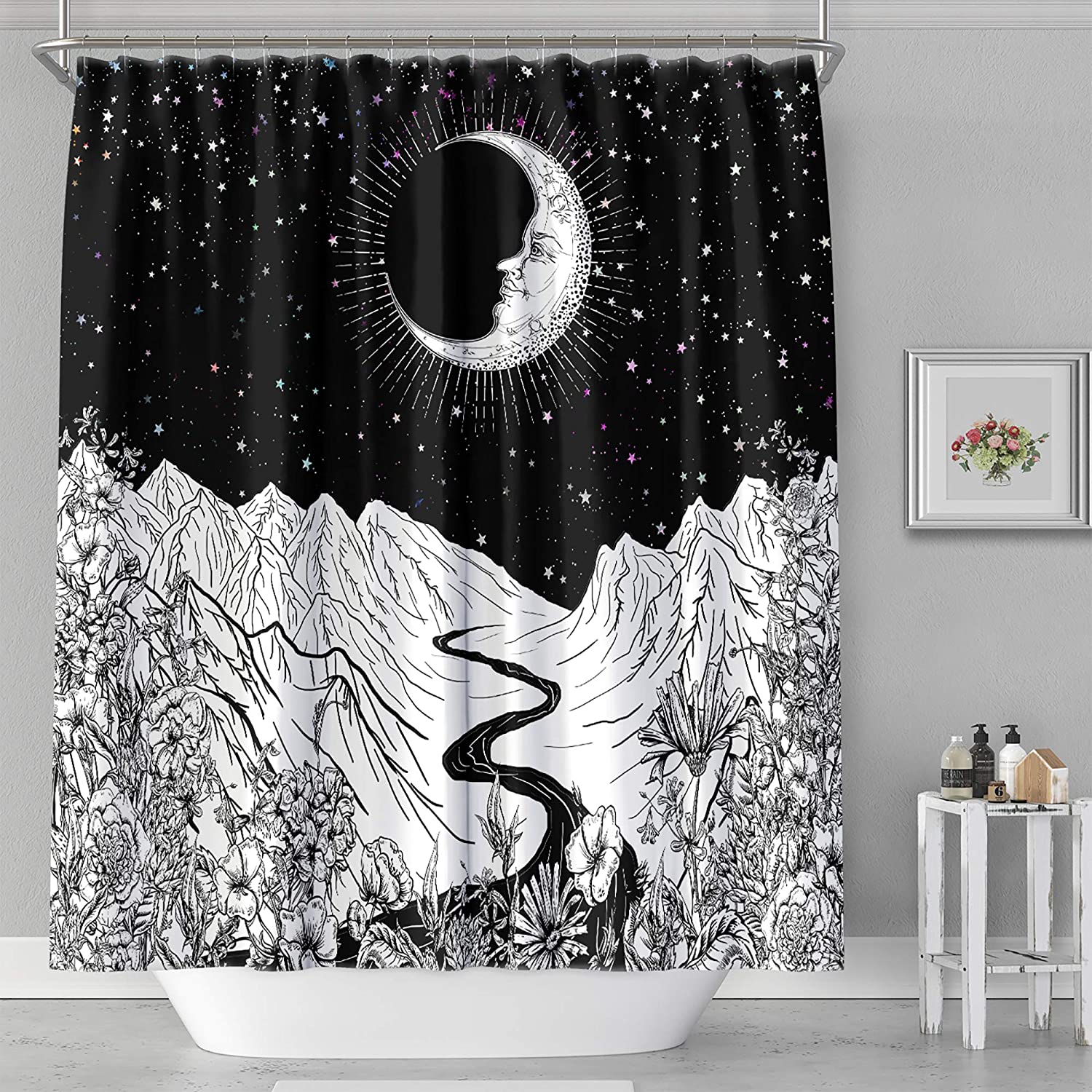 Stylish Print Fabric Waterproof Shower Curtain for Bathroom Decoration by iLiveShower