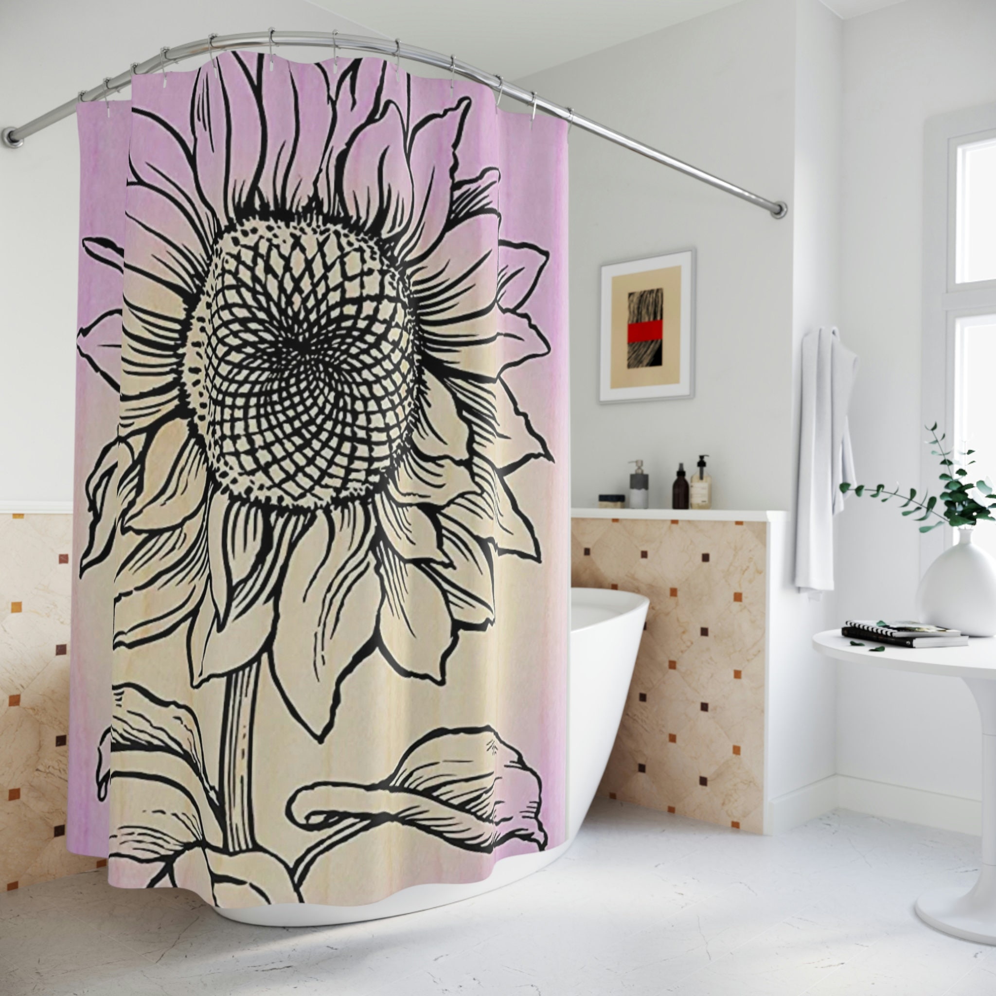 Stylish Sunflower Shower Curtain - Bright and Bold Bathroom Decor