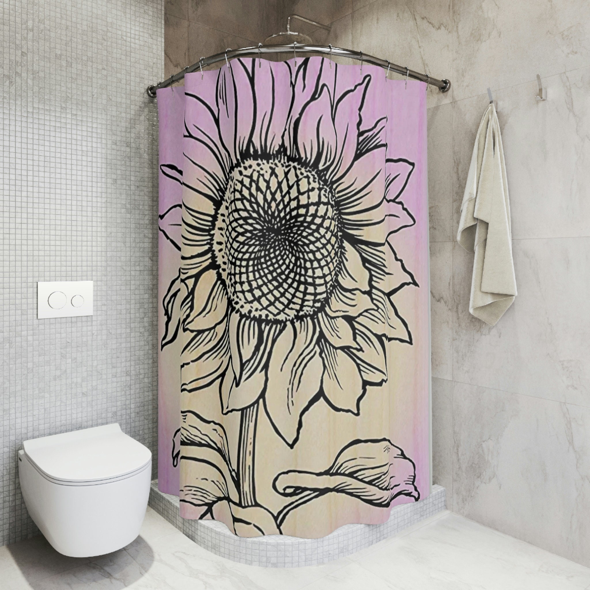 Stylish Sunflower Shower Curtain - Bright and Bold Bathroom Decor