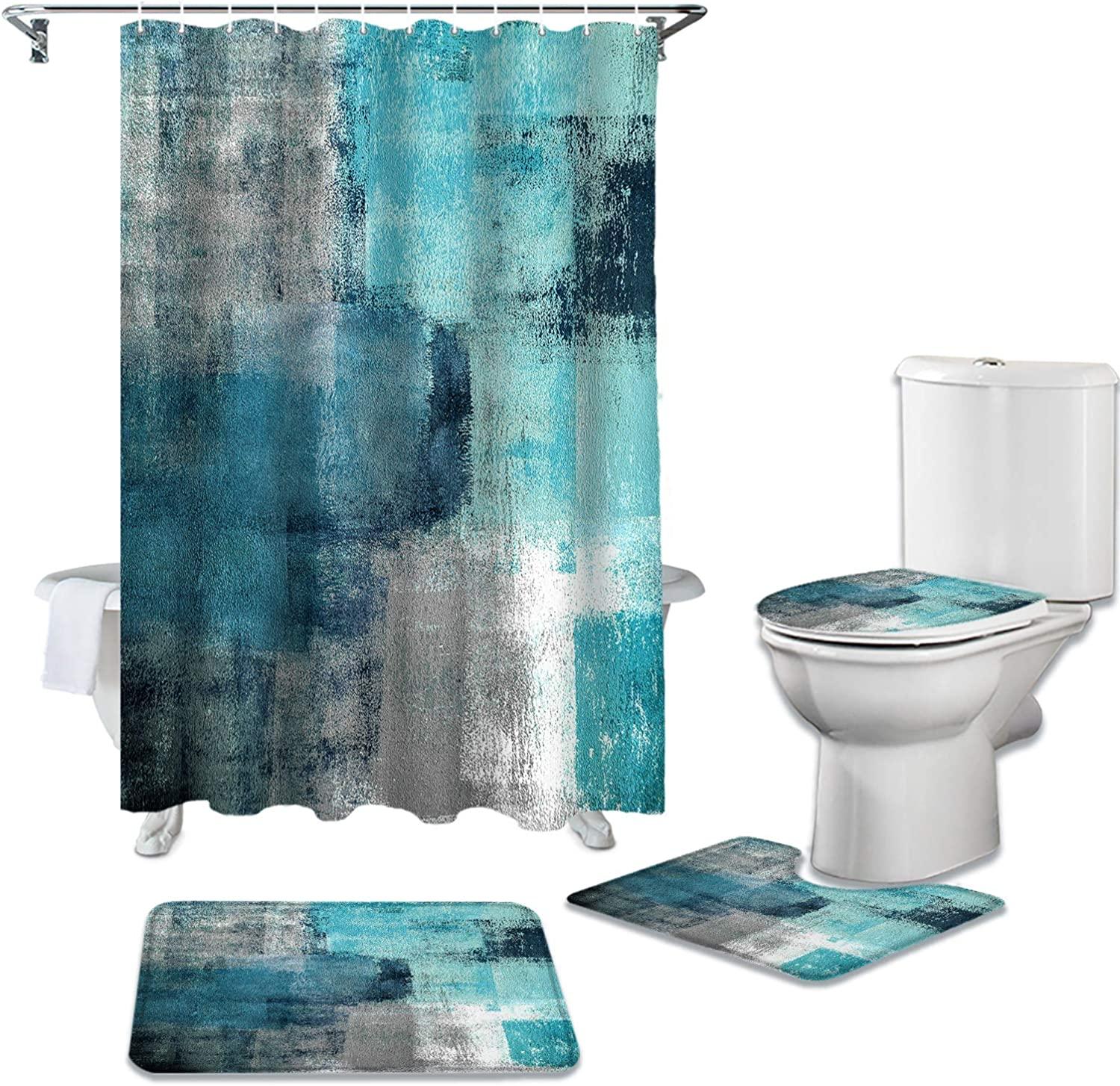Stylish Teal, Turquoise, and Grey Shower Curtain for Modern Bathrooms
