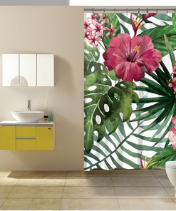 Stylish Tropical Shower Curtain with Home Decor and Modern Nature Theme 