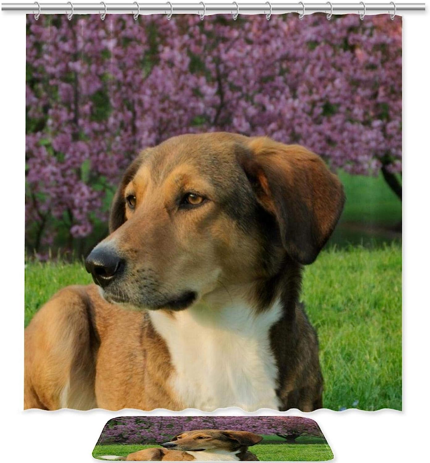 Stylish Vintage Dog Pattern Shower Curtain For A Retro Bathroom