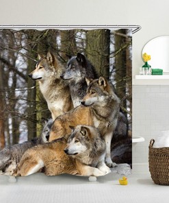 Stylish Wild Wolves Shower Curtain - Scenic Bathroom Accessory with Wildlife Designs 