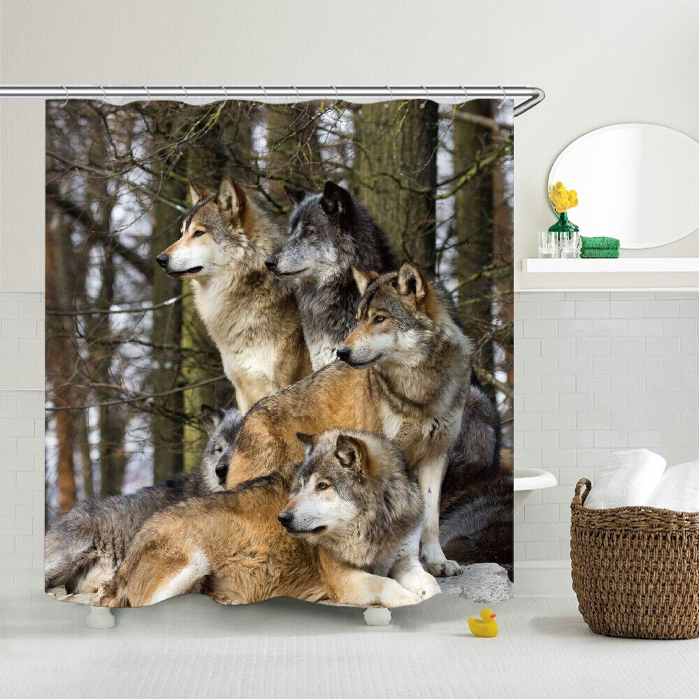 Stylish Wild Wolves Shower Curtain - Scenic Bathroom Accessory with Wildlife Designs