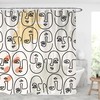 Stylish Woman Silhouette Shower Curtain - Minimalist Geometric Shapes and Leaves Design