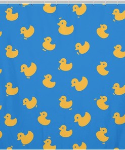 Stylish Yellow Ducks And Flowers Shower Curtain - Waterproof And Durable