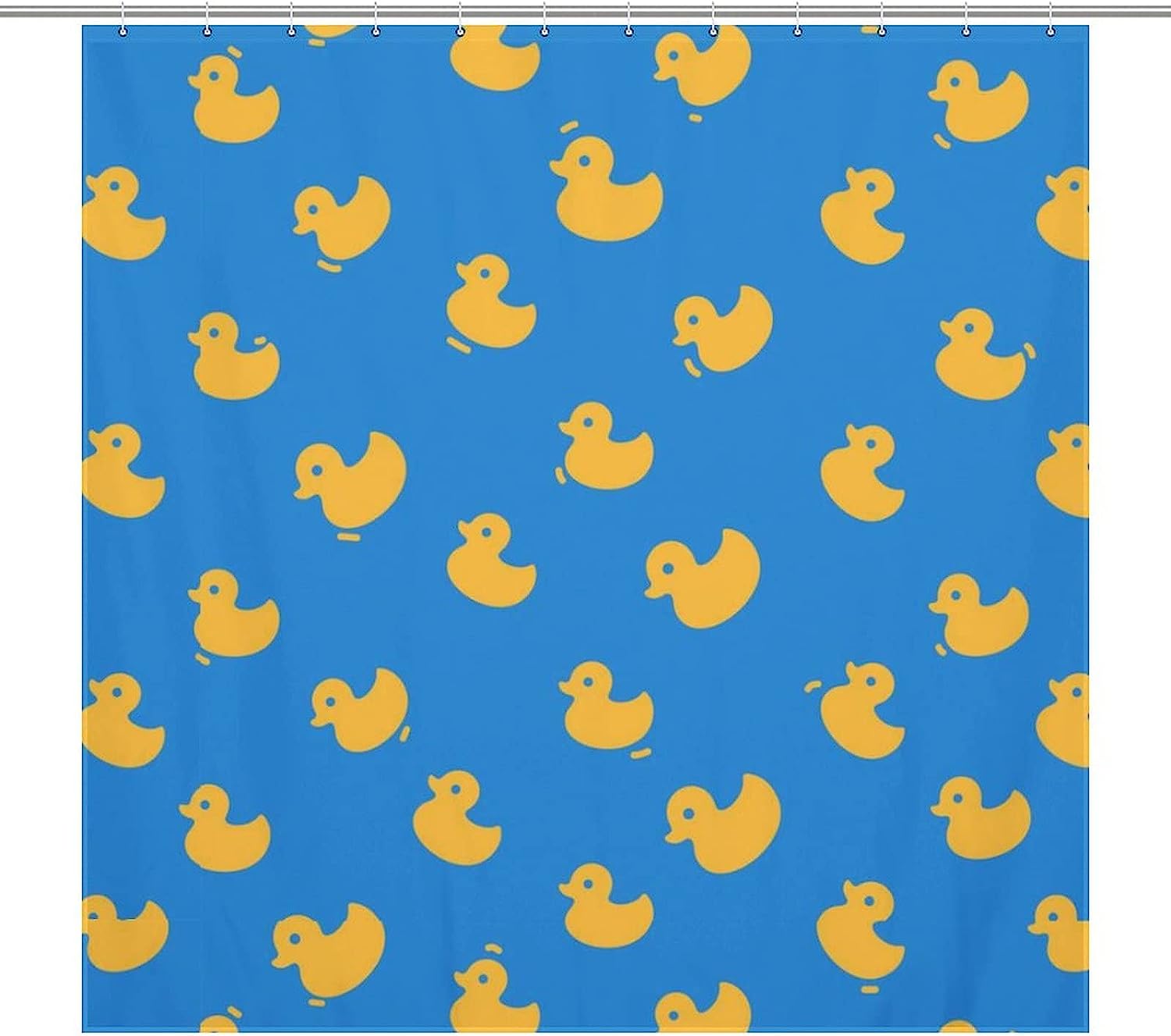 Stylish Yellow Ducks And Flowers Shower Curtain - Waterproof And Durable