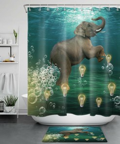 Stylish and Adorable Wild Animals Elephant The Underwater World Shower Curtain for Unique Bathroom Decor