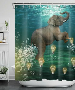 Stylish and Adorable Wild Animals Elephant The Underwater World Shower Curtain for Unique Bathroom Decor