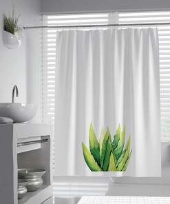 Succulent Cactus Plant Kid's Shower Curtain, Dry and Wet Separation Partition Curtain, Home Gym Bathroom Décor