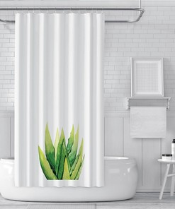 Succulent Cactus Plant Kid's Shower Curtain, Dry and Wet Separation Partition Curtain, Home Gym Bathroom Décor