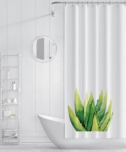 Succulent Cactus Plant Kid's Shower Curtain, Dry and Wet Separation Partition Curtain, Home Gym Bathroom Décor