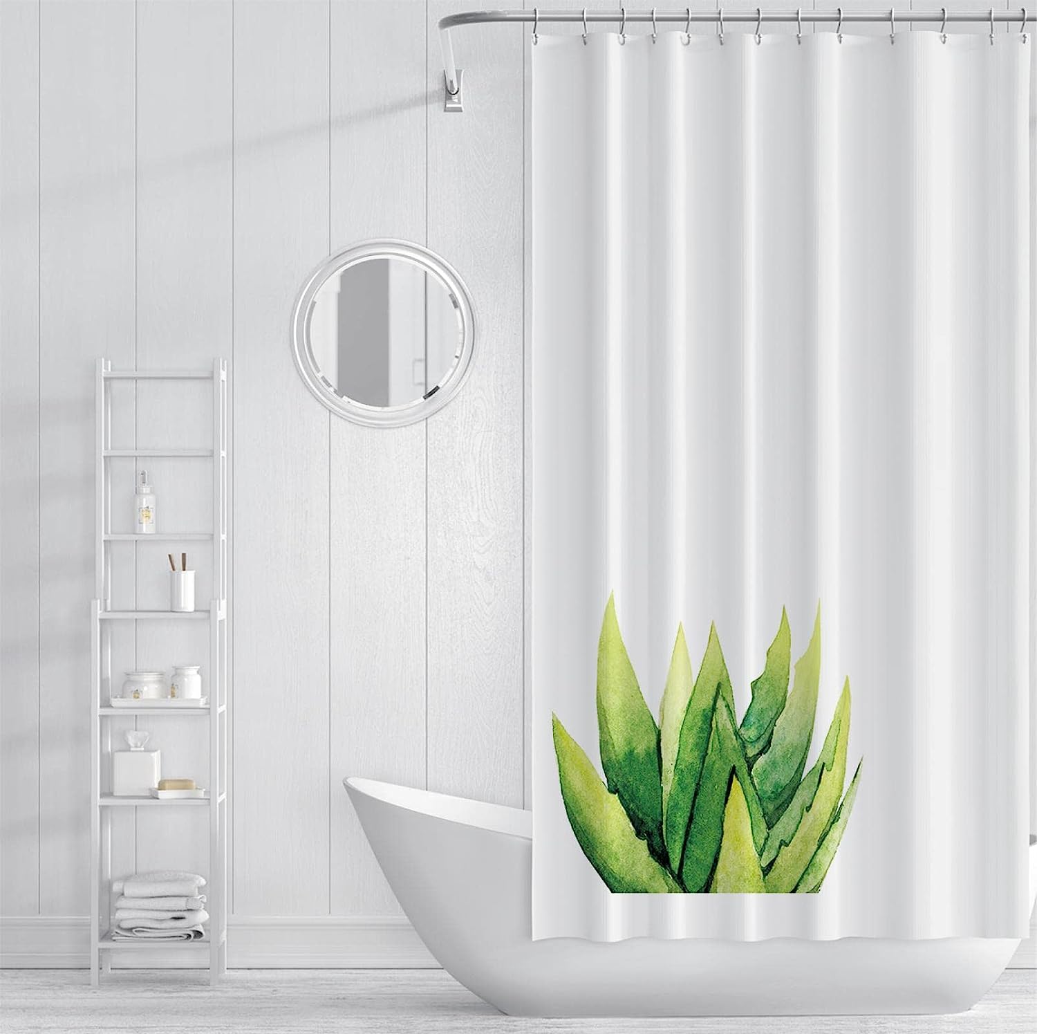 Succulent Cactus Plant Kid's Shower Curtain, Dry and Wet Separation Partition Curtain, Home Gym Bathroom Décor
