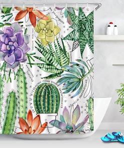 Succulent Cactus Shower Curtain Set for a Trendy and Eco-Friendly Bathroom