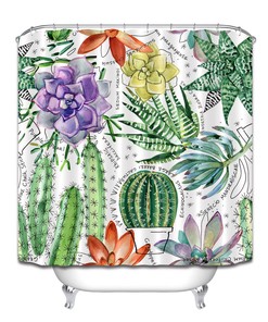 Succulent Cactus Shower Curtain Set for a Trendy and Eco-Friendly Bathroom