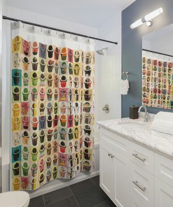 Succulent Garden Waterproof Fabric Shower Curtain for Nature Lovers