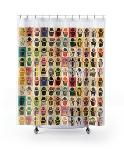 Succulent Garden Waterproof Fabric Shower Curtain for Nature Lovers