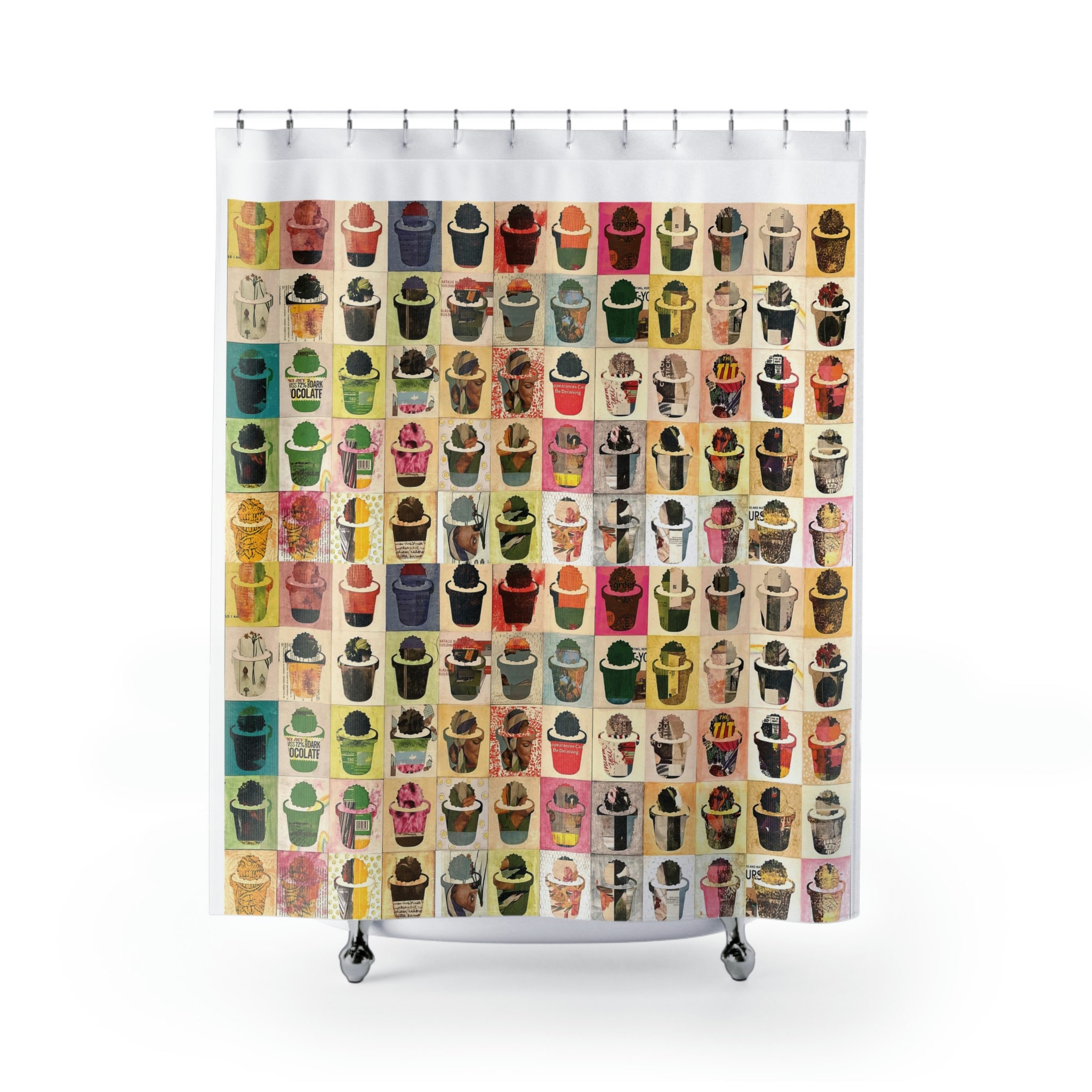 Succulent Garden Waterproof Fabric Shower Curtain for Nature Lovers