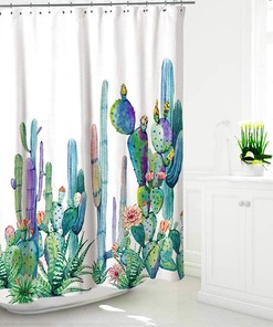 Succulent Plants Cactus Shower Curtain For Cute Bathroom Decor