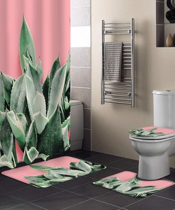 Succulent Plants Pink Background Bathroom Shower Curtain Ideas