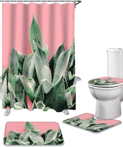 Succulent Plants Pink Background Bathroom Shower Curtain Ideas