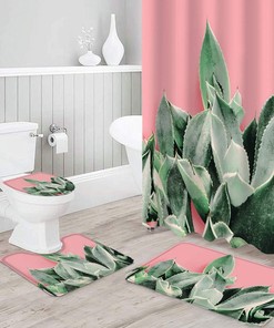 Succulent Plants Pink Background Bathroom Shower Curtain Ideas