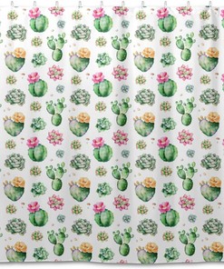 Succulent Plants Shower Curtain Modern Home Bathroom Hotel Spa Decorations Waterproof Fabric