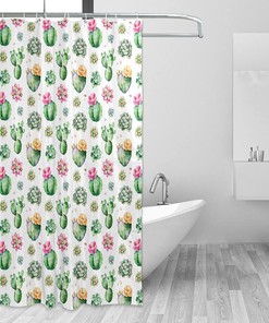 Succulent Plants Shower Curtain Modern Home Bathroom Hotel Spa Decorations Waterproof Fabric