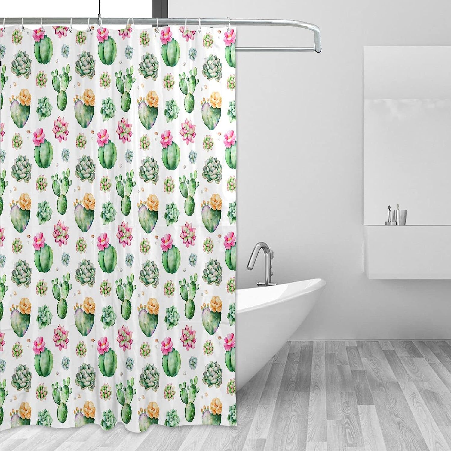 Succulent Plants Shower Curtain Modern Home Bathroom Hotel Spa Decorations Waterproof Fabric