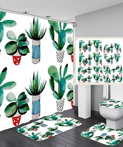 Succulent Plants Waterproof Shower Curtain, Beautiful Bathroom Decoration