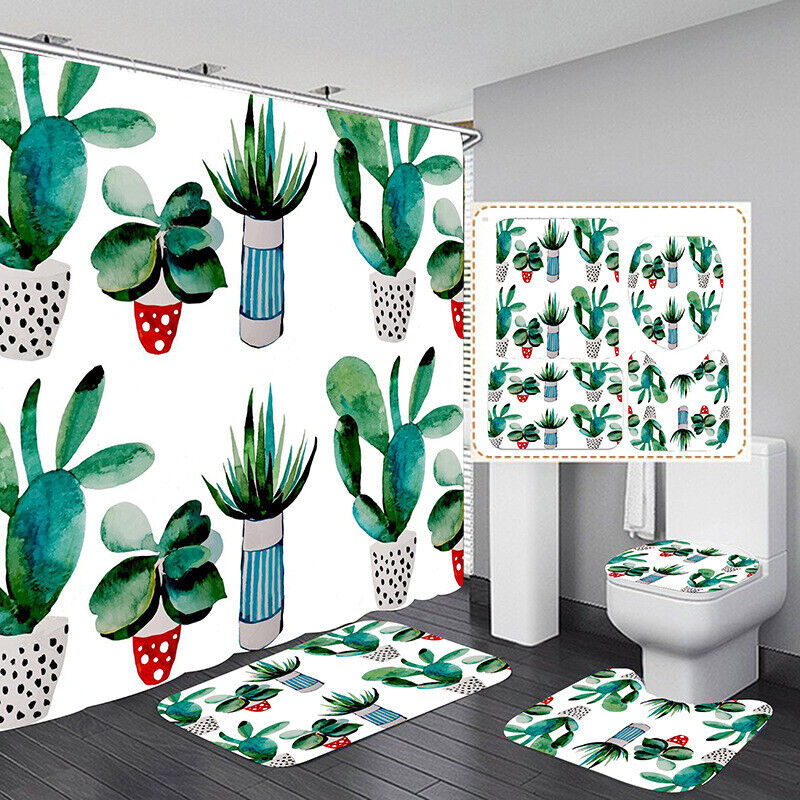 Succulent Plants Waterproof Shower Curtain, Beautiful Bathroom Decoration