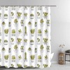 Succulent Potted Plant Cactus Shower Curtain, Botanical Artwork For Nature Lovers' Bathroom 