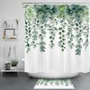 Succulent Print Fabric Shower Curtain for Botanic Bathroom Decor