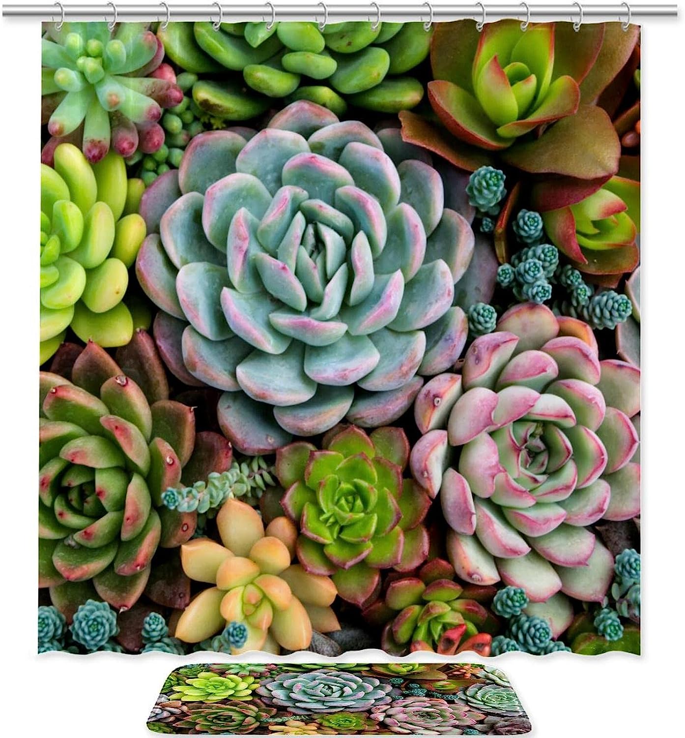 Succulents Cactus Waterproof Shower Curtain for Bathroom
