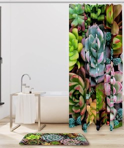 Succulents Cactus Waterproof Shower Curtain for Bathroom